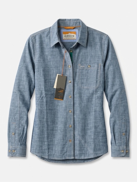 Orvis Tops - NWT - Orvis Tech Chambray Long-Sleeve Work Shirt Blue (S)